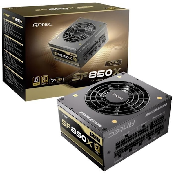 PC-strömförsörjning - Antec - SF 850X - 850W - ATX 3.1 - 80PLUS Gold - Modulerbar Svart