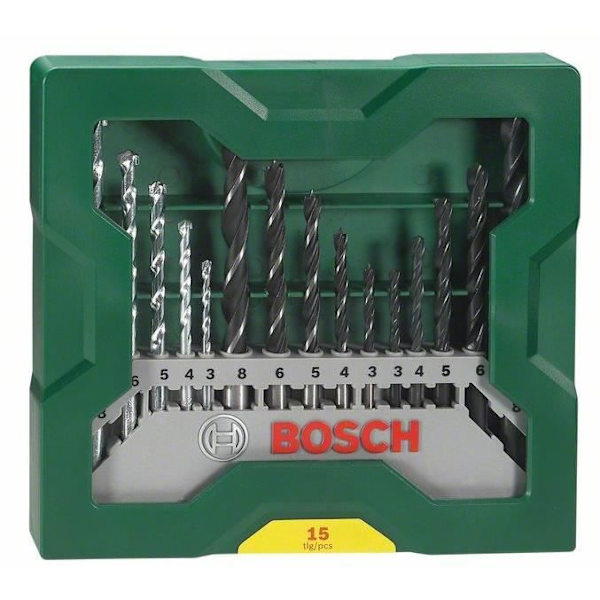 Set med 15 BOSCH Mini-X-Line borrkronor för borrning - Stål - Grå Grå