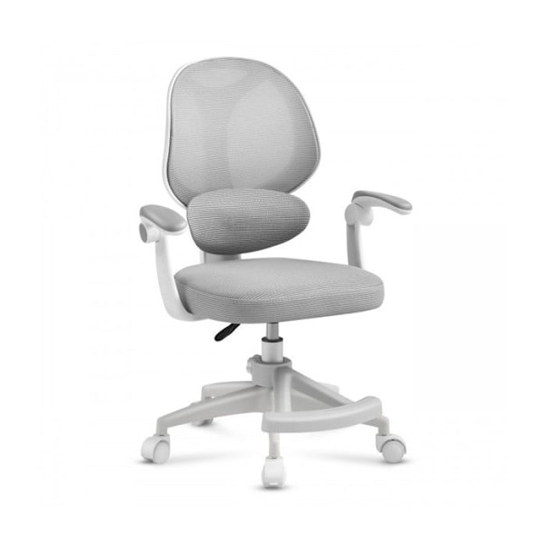 Justerbar barnkontorsstol MARK ADLER Junior 4.5 Grå - Ergonomisk, Fällbara armstöd, Självlåsande hjul Vit