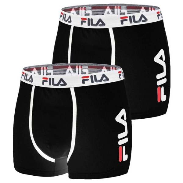 Fila boxershorts i bomull för män, herrbyxor, bekväma, allergivänliga och stretchiga, (2-pack) - svart Svart M