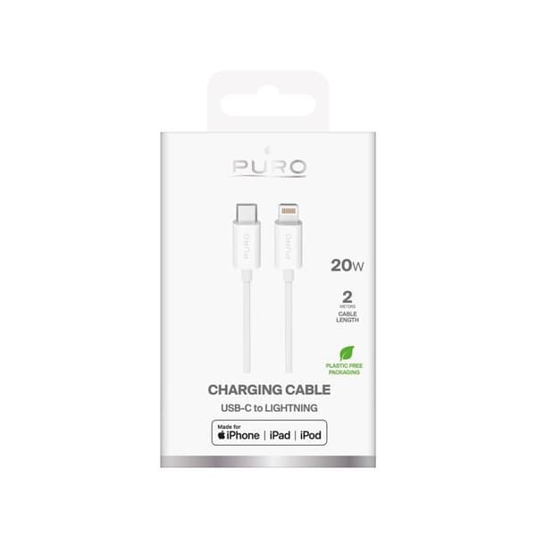 USB-C - Lightning-kabel för iPhone i TPE 20 W, 2 m - Vit