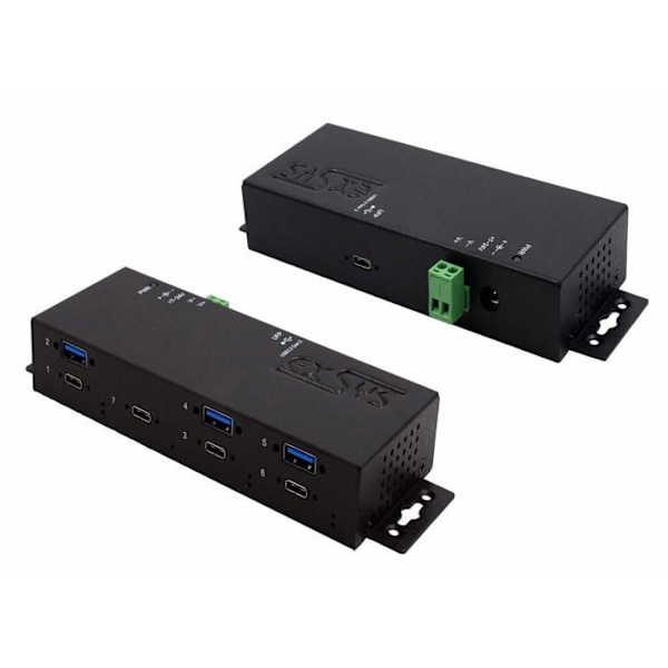 Hub Exsys - EX-1237HMVS - Hub - 3 x USB 3.2 Gen 2 + 4 x USB-C 3.2 Gen 2 - Skrivebord, väggmonterbar