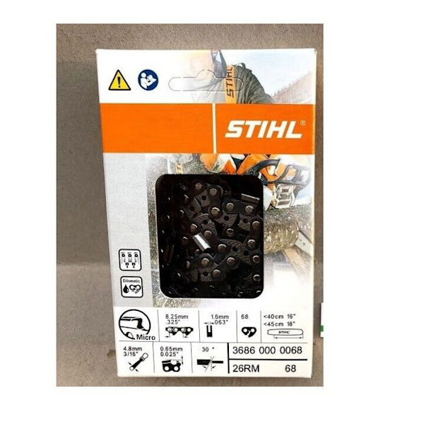 Stihl 325" motorsågskedja, 68 länkar för 45 cm svärd, tjocklek 1,6 mm