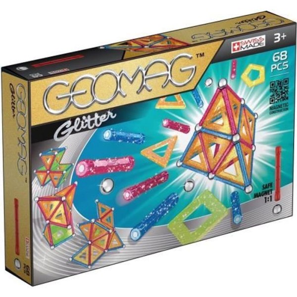 Magnetisk konstruktionsspel - GIOCHI PREZIOSI - Geomag Glitter - 68 delar - Blandat