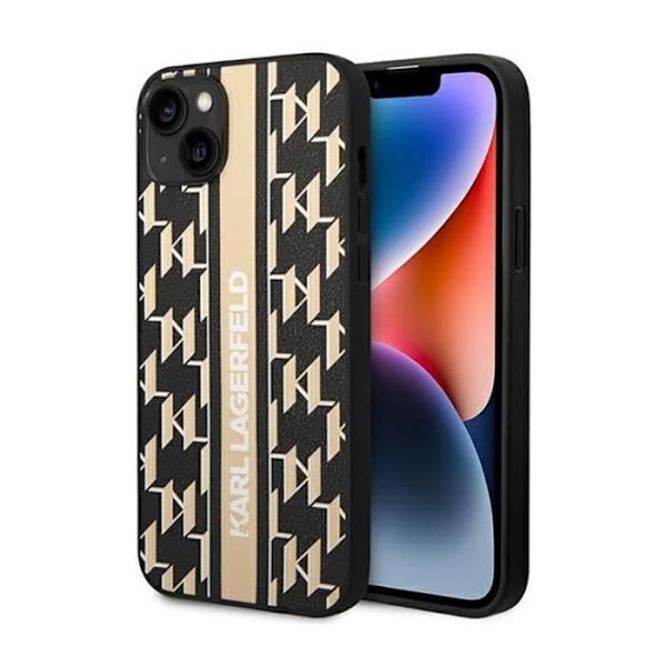 Karl Lagerfeld Monogram Stripe - Fodral för iPhone 14 Plus (Brun) - 3666339084851