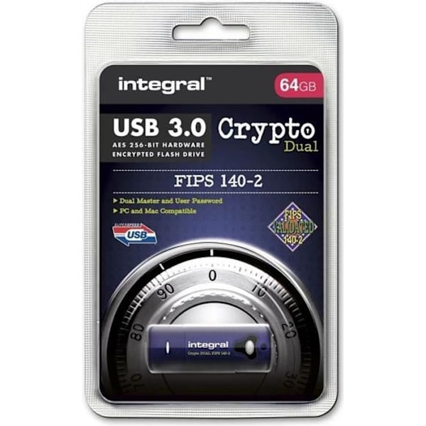 INTEGRAL USB-nyckel CRYPTO - 64GB - 3.0 Blå