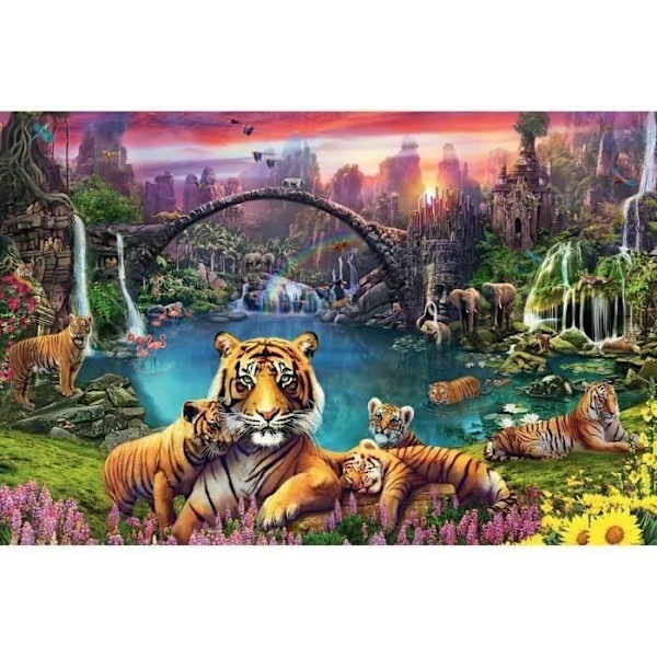 3000 bitars pussel Tigers at the lagoon, vuxen, från 14 år, 00016719, Ravensburger Flerfärgad