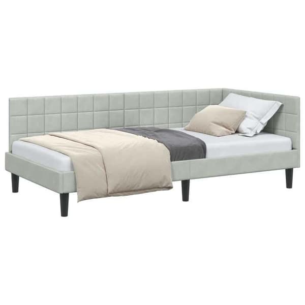 vidaXL Hörnsängram Ljusgrå 100 cm x 200 cm Sammet 42016438