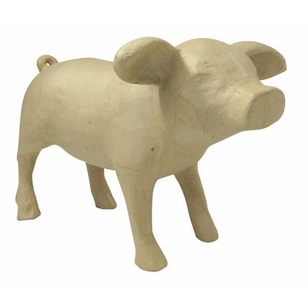Décopatch - LA013C - Decopatch-A Pulp Brown Paper Holder 41x27x28 cm, Bebe Pig, , 28cm Höjd