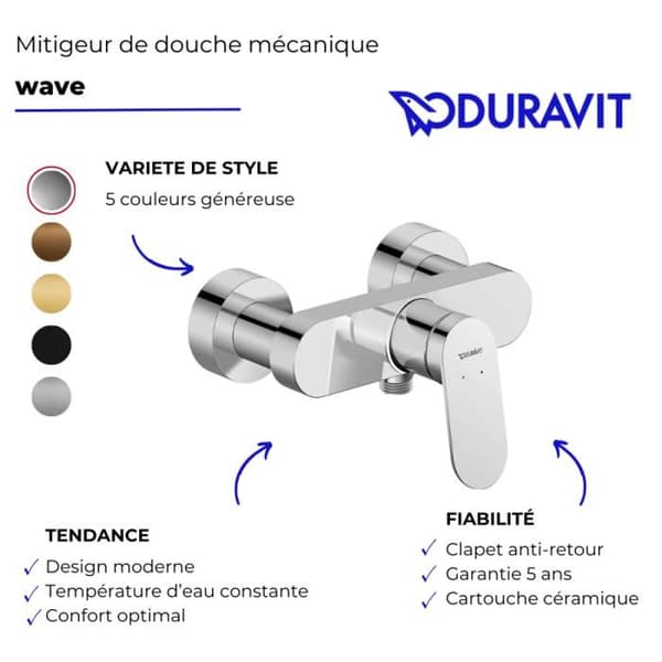 DURAVIT Wave mekanisk duschblandare borstad brons Gul