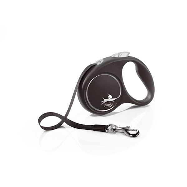 Infällbart koppel - Flexi - FU12T5-251-S-SI - 5m - Svart/Silver - För hundar upp till 15 kg svart silver