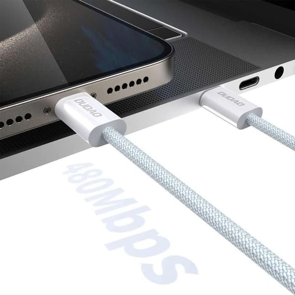 USB-C-kabel - DUDAO - L6C - 2 m - PD 30 W - USB-C till USB-C Vit