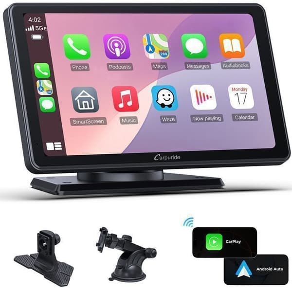CARPURIDE V3 Bilradio 7" CarPlay trådlös och Android Auto, IPS pekskärm, Bluetooth, Navigation