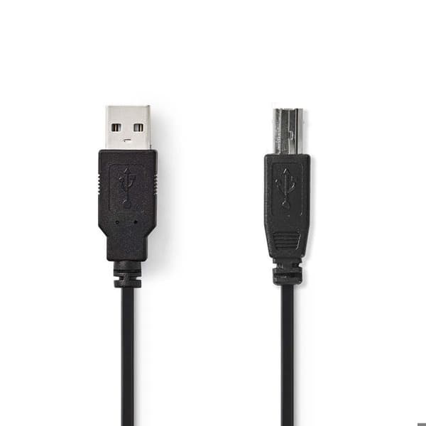 NEDIS USB-kabel - USB typ A (M) till USB typ B (M) - 2m Svart - USB 2.0