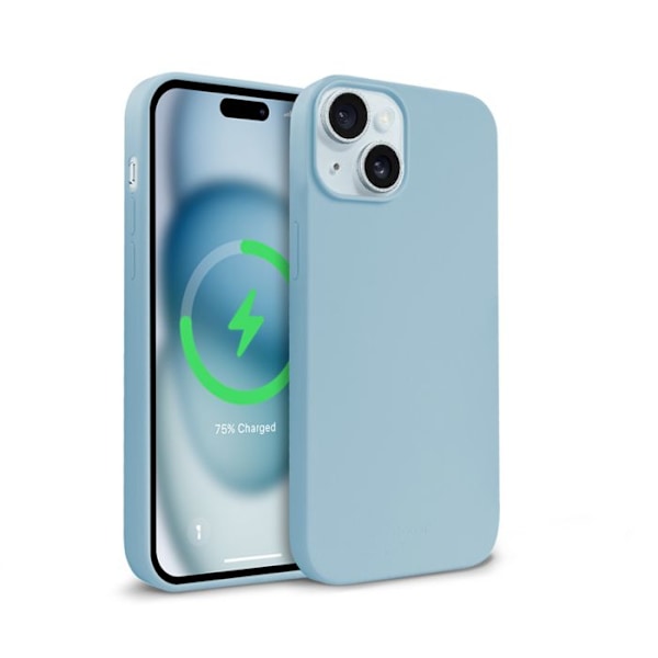 Telefonfodral - Crong - Färgad magnetisk skydd - iPhone 15 - Blå - Mjuk - MagSafe Blå