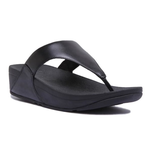 FitFlop Lulu damsandal med svart lädertå - ergonomisk mikrowobbleboardsula Svart 40