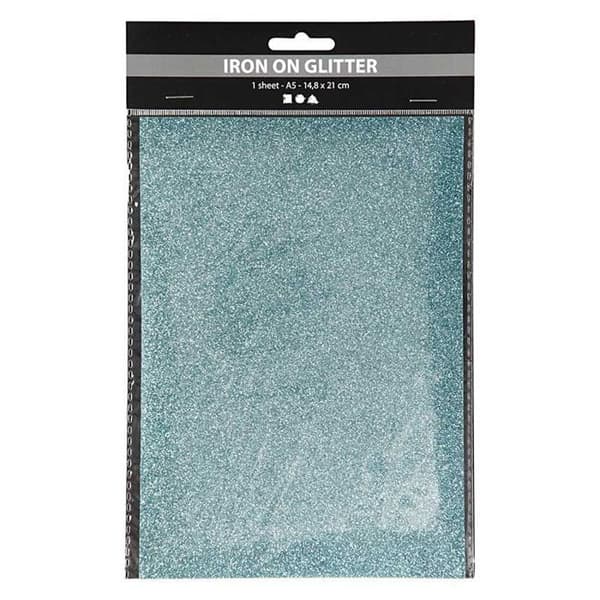Blått glitter papper på järn - 14,8 x 21 cm Blå