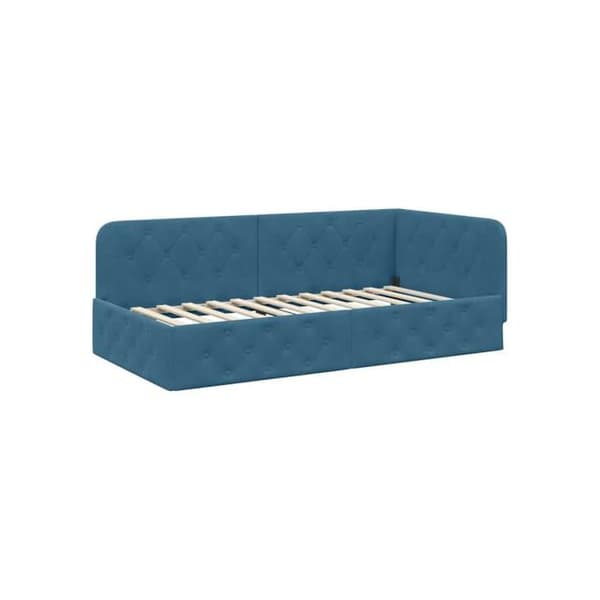 Sängram i hörn i sammet - vidaXL - Blå - 100x200 cm - L-formad design - Mångsidig bäddsoffa Blå
