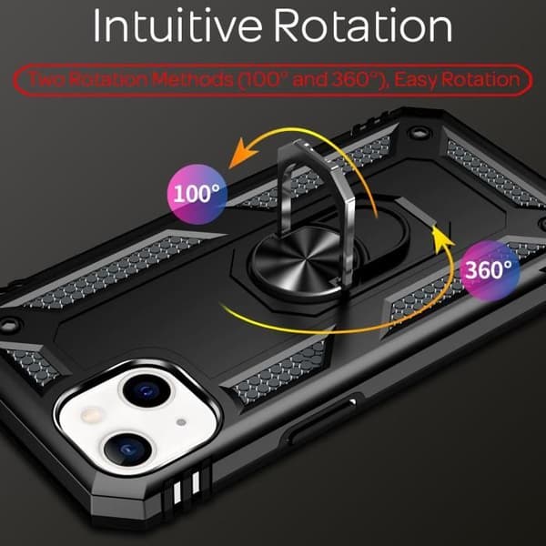 Skyddsskal - NALIA - iPhone 13 - 360° roterande ring - Stötsäker - Kompatibel med magnetiska fästen