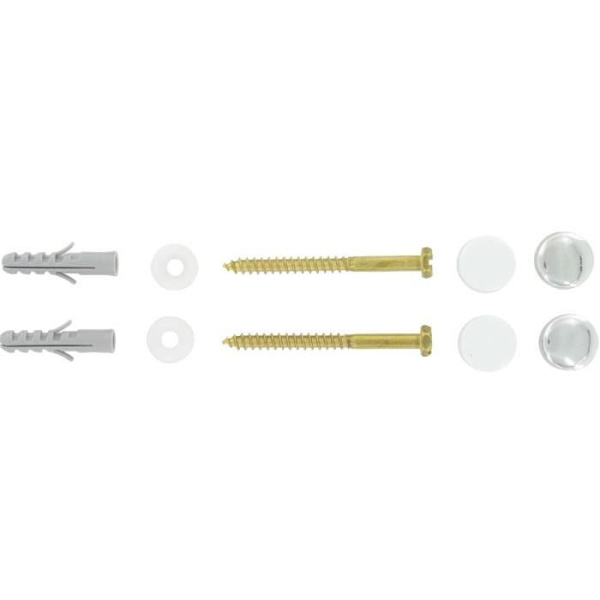 Plugg för att fästa toaletten i golvet Fischer 2 pluggar + 2 mässingsskruvar + 2 gyllene lock + 2 vita + brickor 6mmx70mm