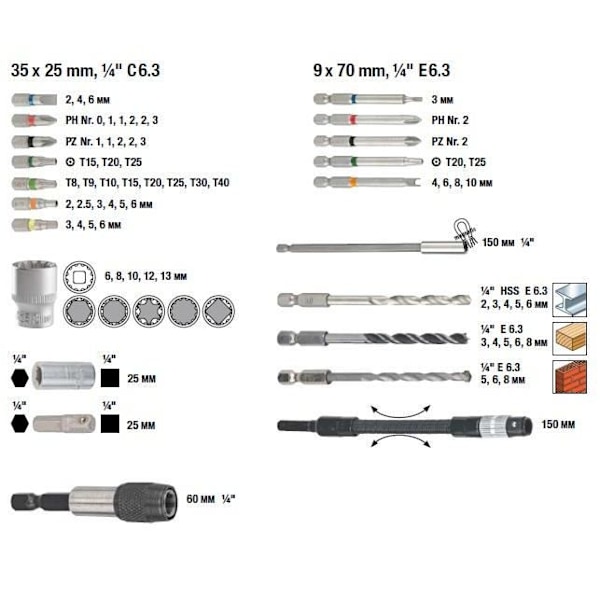 MAX BOX 67-delad låda för KWB sladdlösa maskiner - Bits and drills case Grå