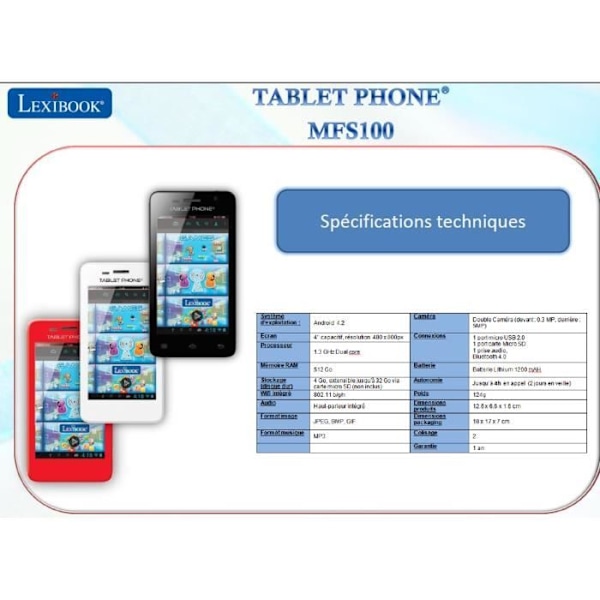 Surfplatta - LEXIBOOK - Multimediatelefon - Wi-Fi - Blandat Flerfärgad