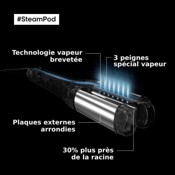 Steampod 4.0 - Steam Straightener-Curler - Hög motståndskraftig keramisk platta - L'Oréal Professionnel Paris -