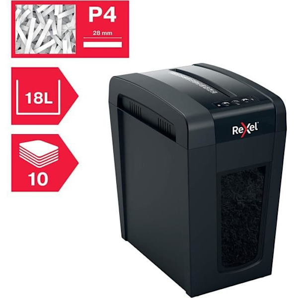 Dokumentförstörare - REXEL - Secure X10-SL - Cross Cut - P4 Security - 10 ark