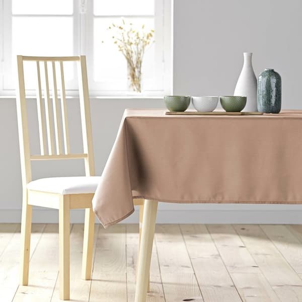 Rektangulär duk 140 x 200 cm – Polyester uni Essentiel – Blush – Avslutning med fåll rodnad