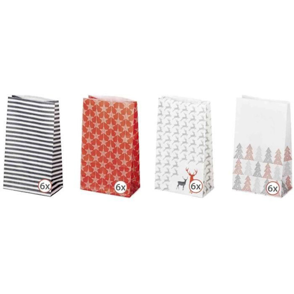 Adventskalender - FOLIA - Set med 24 papperspåsar - Barn - Blandat