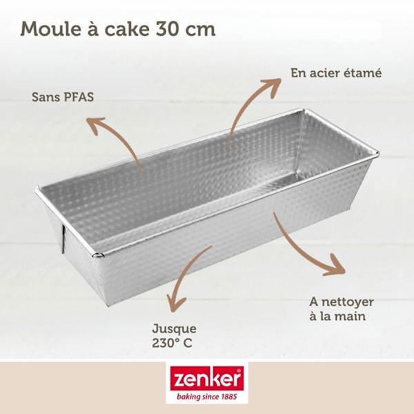 Kakform - ZENKER - 30x11,5 cm - Tinning stål - Grå - Diskmaskinssäker Grå