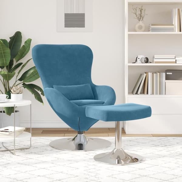 Fåtölj - Ägg - Blå sammet - 1 plats - Nutida design Blå