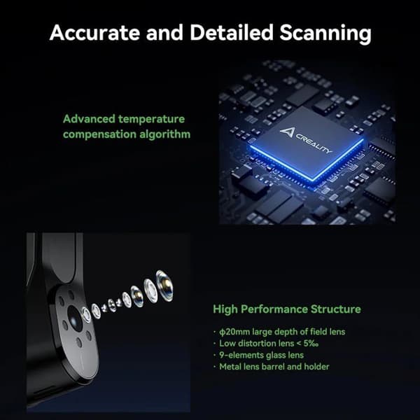 3D-scanner - Creality - CR Scan Raptor - Precision 0,02 mm - Hastighet 60 fps - Anti-skakningar