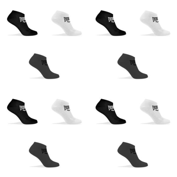 Everlast herrstrumpor, låga strumpor för män, multisport (paket med 12) - grå, svart, vit storlek 39/42 Svart 39/42