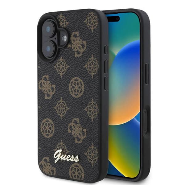 Guess Peony Script MagSafe-skal för iPhone 16 - Svart Svart