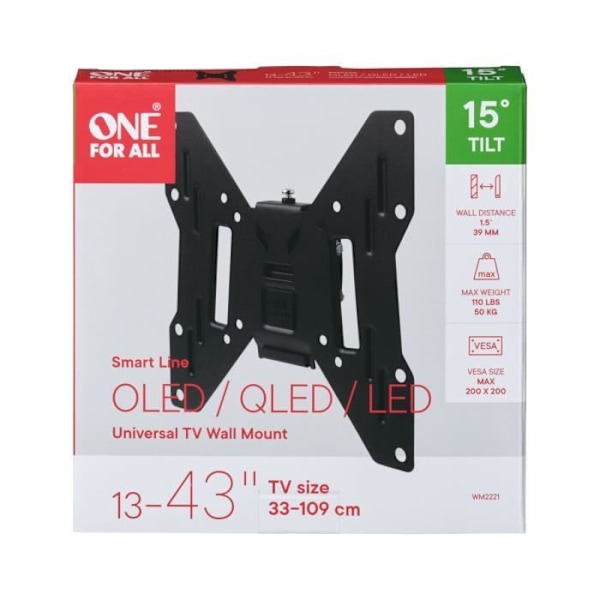 EN FÖR ALLA WM2221 Smart TV-stativ 33-109 cm (13-43'') - Max. : 50 kg - Tiltbar 15° - 10 års garanti