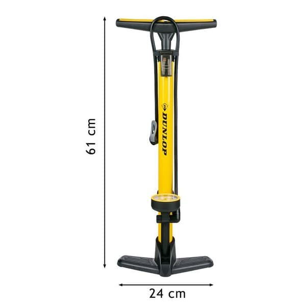 Dunlop Cykelpump med Manometer Gul