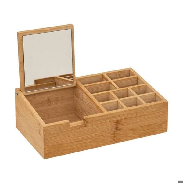 Spegelorganisatör 10 fack bambu beige