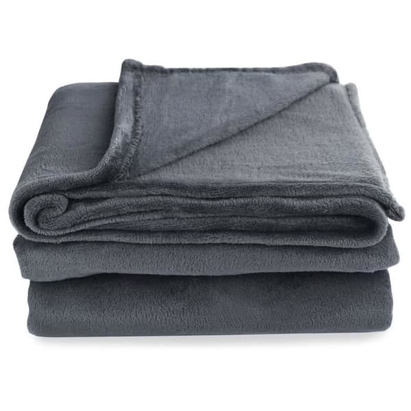 Täckning - Mikrofiberfilt - 220x240 cm - Grafit - 100% Polyester Grafit