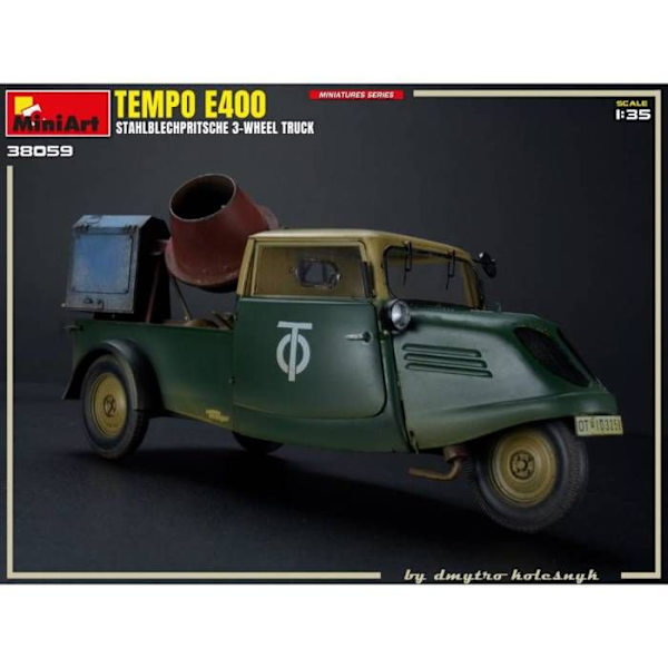 MiniArt - Modellbil Tempo E400 Stålplåtsflak 3-hjulig lastbil Miniart 38059 1/35-modell av stridsvagn Promo - Ref: 13369
