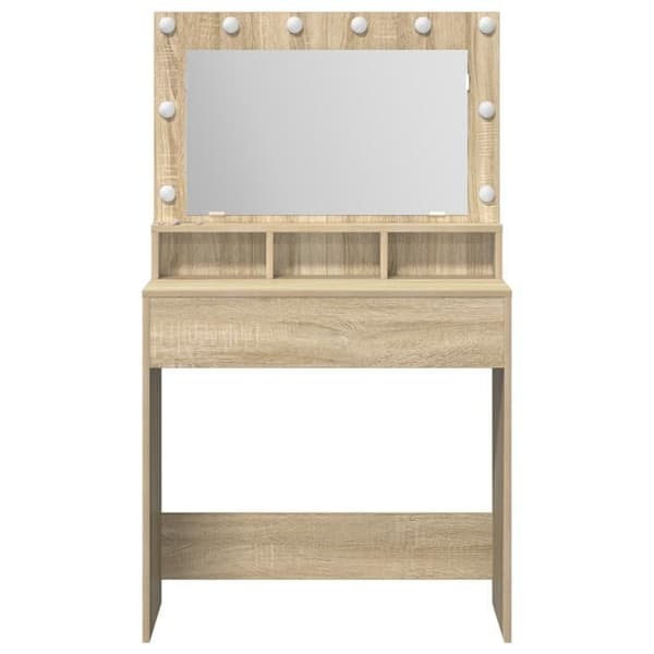 Coiffeuse med LED-lampor i Sonoma-ek 79x41x135 cm
