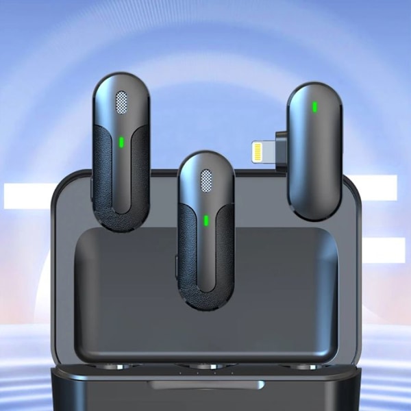 Yesido - Mikrofon Mikro-krawatt 2i1 (KR16) - Lightning, 70mAh, Trådlös, 2,4GHz - Svart