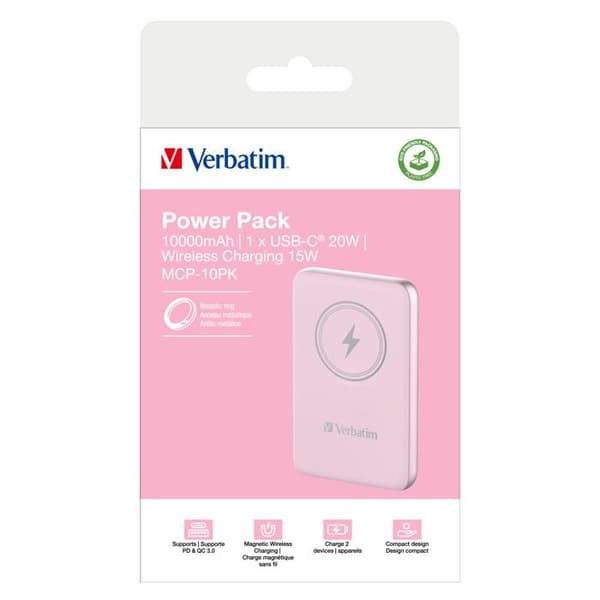Magnetisk Ws Powerbank 10000 Rosa