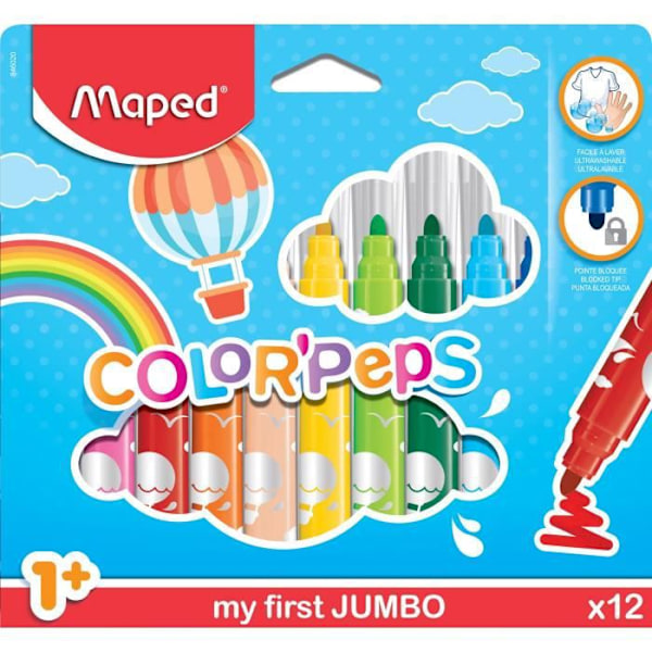 MAPED Box med 12 Color'peps Maxi Felt Flerfärgad