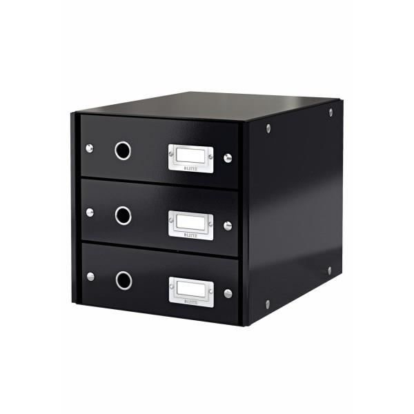 Lådskåp - Leitz - WOW - 3 lådor - Svart - Laminerad kartong - Mått 330x81x251mm Svart