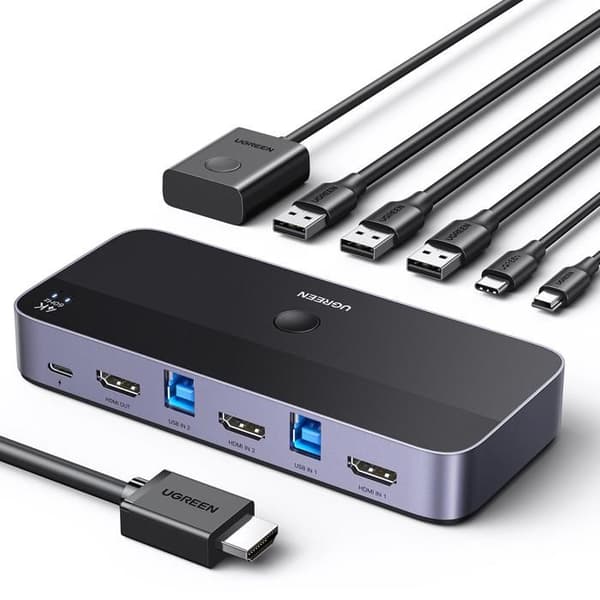 KVM-switch 2-i-1 HDMI - UGREEN - CM664 - 2 HDMI in, 1 HDMI ut - 4K@30Hz - USB-ström