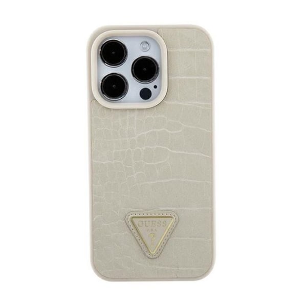 Guess GUHCP15SPCRTHCD Gold Hard Case för iPhone 15 6.1'' med Croco Triangle Metal Logo