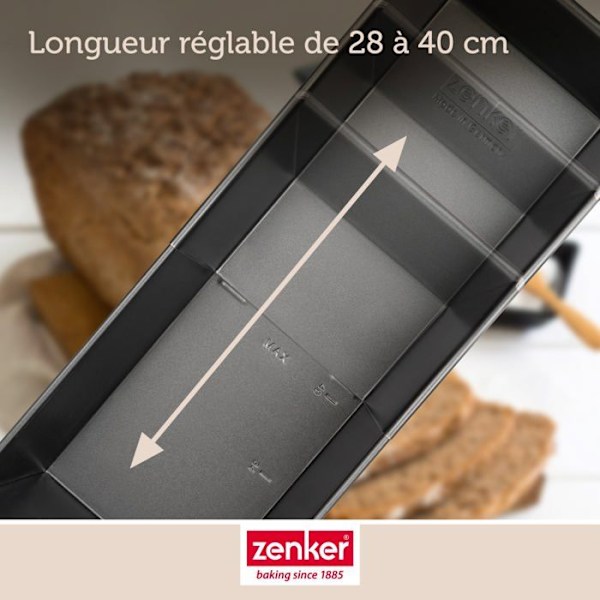 Utdragbar kakform - Zenker - 28 till 40 cm - Rostfritt stål - Non-stick Teflon - Metallic svart Svart