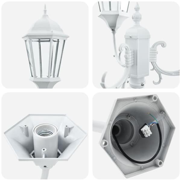 Trädgårdslampa 3 lampor E27 Vit 220 cm Aluminium