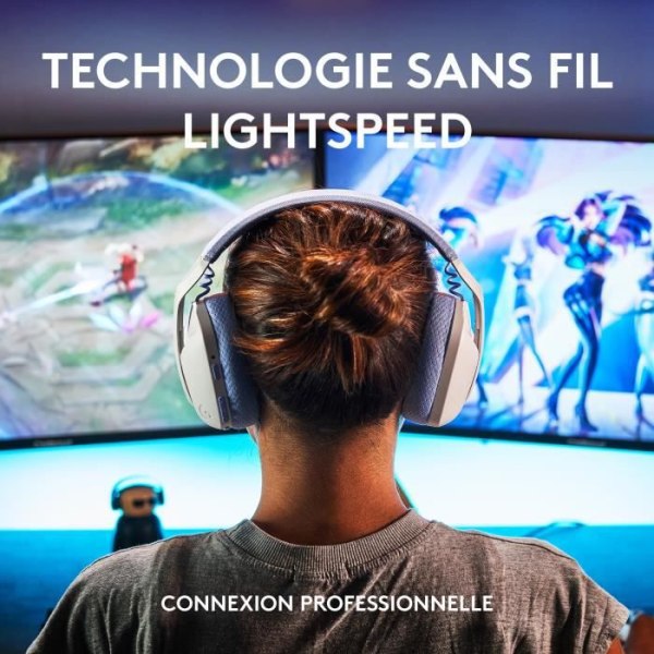 Logitech -G435 LIGHTSPEED trådlöst spelheadset - VIT - Lätt Bluetooth med inbyggd mikrofon för PC, PS4, PS5, Switch, Mobil